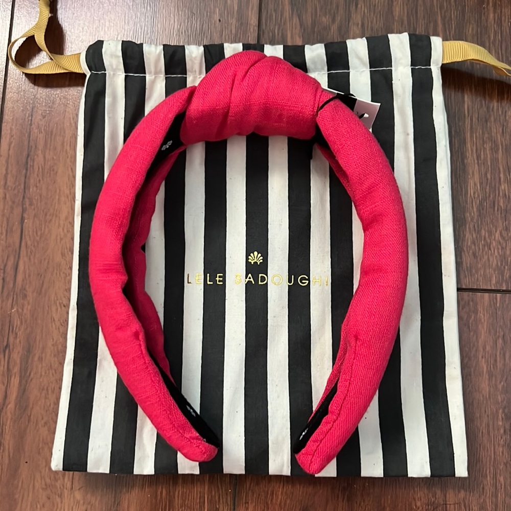 Lele Sadoughi Red Linen Headband and Dustbag. NWT!